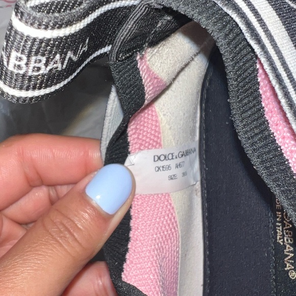 Dolce & Gabbana Pink and Black Slip-On Sneakers - Picture 4 of 4